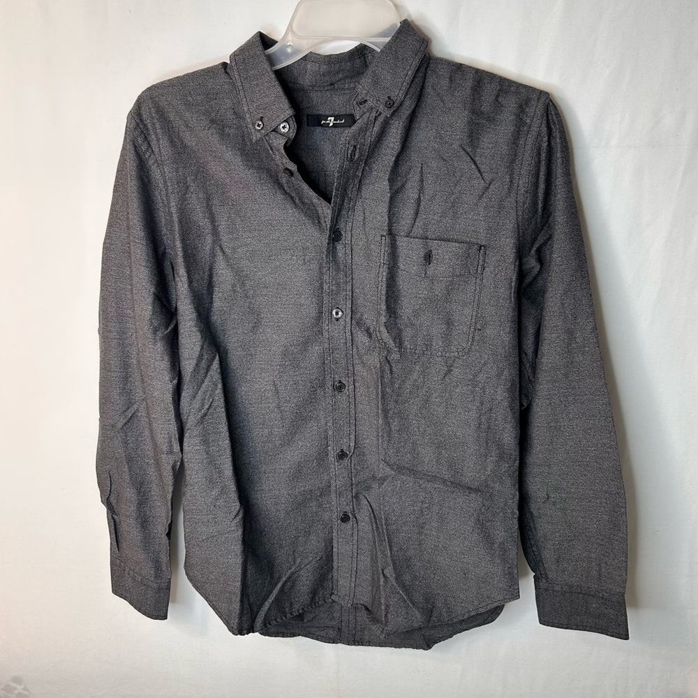 7 For All Mankind Men’s Button Down Shirt Long Sleeve Gray 100%cotton Size M